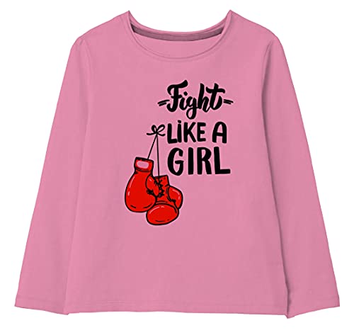 minicult Cotton Printed Full Sleeve T Shirts for Girls(Pack of 1)(Pink 2)