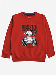 minicult Cotton Printed Sweatshirts for Boys and Girls Ideal for Light Winter( Pack of 2)(RED)