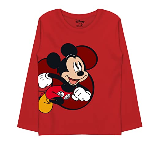 minicult Disney Mickey Mouse and Friends Regular Fit Character Printed Full Sleeves Tshirt for Boys and Girls(Red a51)(Pack of 1)(18-24 Months)