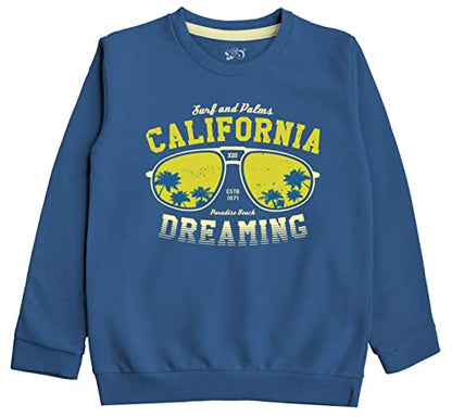 minicult Cotton Printed Sweatshirts for Boys and Girls Ideal for Light Winter( Pack of 1)(Blue)