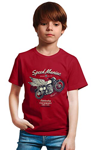 minicult Cotton Half Sleeve Kids Tshirt with Chest Print and Bright Colors(Red)