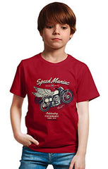 minicult Cotton Half Sleeve Kids Tshirt with Chest Print and Bright Colors(Red)
