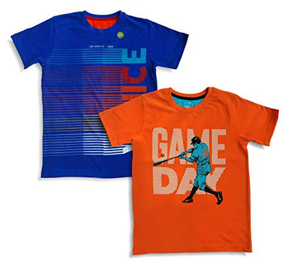 Half Sleeve Kids Tshirt With Chest Print and Bright Colors (Pack of 2)