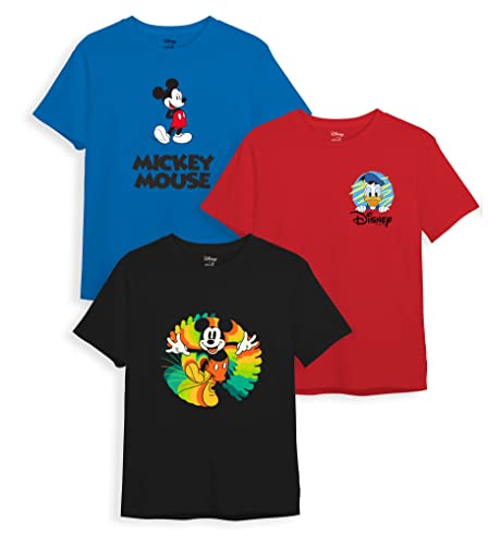 minicult Disney Mickey Mouse Regular Fit Character Printed Tshirt for Boys and Girls(Black 2) (Pack of 3)(2-3 Years)