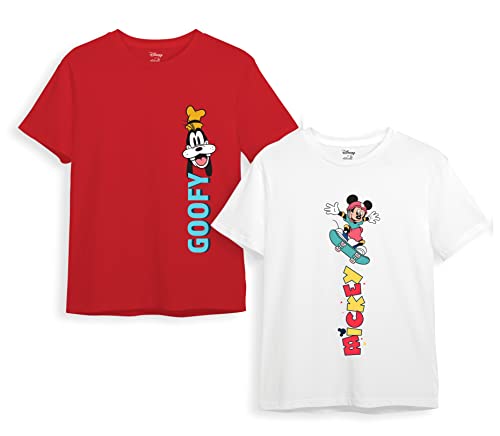 minicult Disney Mickey Mouse Regular Fit Character Printed Tshirt for Boys and Girls(White2)(2-3 Years) (Pack of 2)