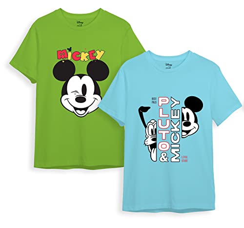 minicult Disney Mickey Mouse Regular Fit Character Printed Tshirt for Boys and Girls(Blue 3)(2-3 Years) (Pack of 2)