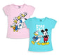 minicult Disney Mickey Mouse and Friends Regular Fit Character Printed Half Sleeves Tshirt for Girls (Blue b30)(Pack of 2)(18-24 Months)