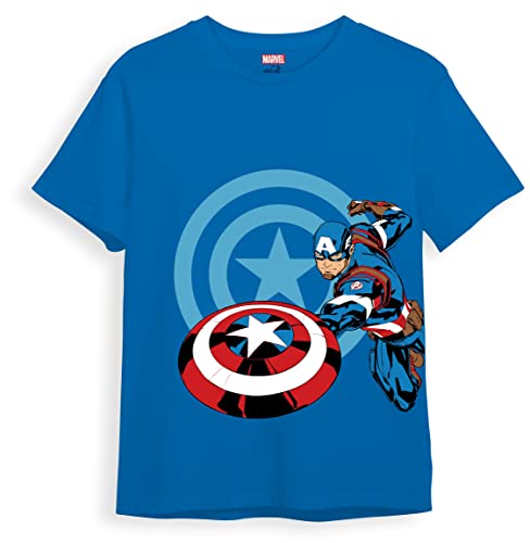 minicult Marvel's Avenger Cotton Half Sleeve T Shirt for Boys and Girls with Character Prints(Pack of 1)(Captain America) (Blue)(18-24 Months)