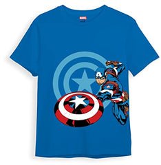 minicult Marvel's Avenger Cotton Half Sleeve T Shirt for Boys and Girls with Character Prints(Pack of 1 Tshirt)(Captain America) (Blue)(18-24 Months)