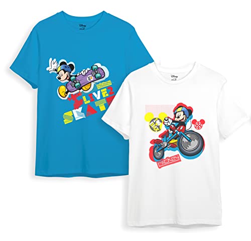 minicult Disney Mickey Mouse Regular Fit Character Printed Tshirt for Boys and Girls(White1)(2-3 Years) (Pack of 2)