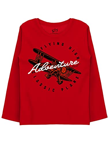 minicult Cotton Printed Full Sleeve T Shirts for Boys(Pack of 1)(RED 1)