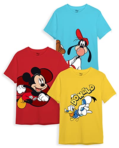minicult Disney Mickey Mouse Regular Fit Character Printed Tshirt for Boys and Girls(Yellow 5) (Pack of 3)(2-3 Years)