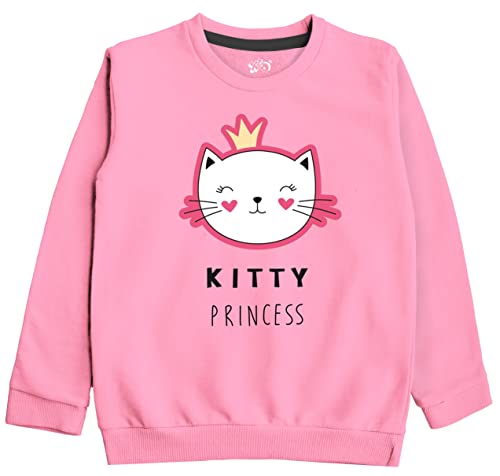 minicult Cotton Printed Sweatshirts for Boys and Girls Ideal for Light Winter( Pack of 1)(Pink Kitty )
