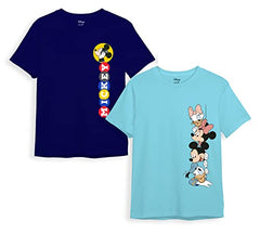 minicult Disney Mickey Mouse Regular Fit Character Printed Tshirt for Boys and Girls(SkyBlue1)(2-3 Years) (Pack of 2)