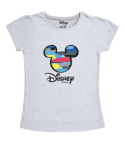 minicult Disney Mickey Mouse and Friends Regular Fit Character Printed Half Sleeves Tshirt for Girls (Grey A23)(Pack of 1)(18-24 Months)