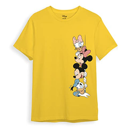 minicult Disney Mickey Mouse Regular Fit Character Printed Tshirt for Boys and Girls(Yellow5)(2-3 Years)