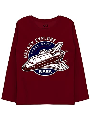 minicult Cotton Printed Full Sleeve T Shirts for Boys(Pack of 1)(Maroon 2)