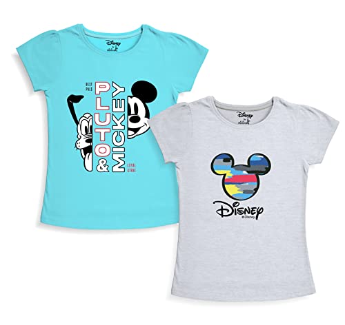 minicult Disney Mickey Mouse and Friends Regular Fit Character Printed Half Sleeves Tshirt for Girls (Grey b31)(Pack of 2)(18-24 Months)