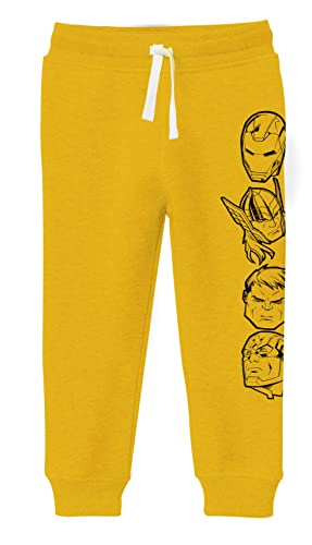 minicult Marvel Avenger Regular Fit Track Pants with Pockets and Draw Strings for Boys and Girls (Yellow 2)(Pack of 1)(2-3 Years)