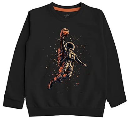 minicult Cotton Printed Sweatshirts for Boys and Girls Ideal for Light Winter( Pack of 1)(Black)