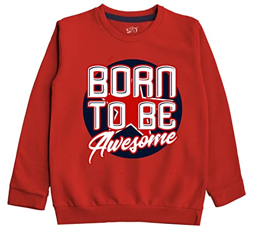 minicult Cotton Printed Sweatshirts for Boys and Girls Ideal for Light Winter( Pack of 1)(Red)