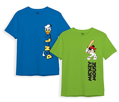 minicult Disney Mickey Mouse Regular Fit Character Printed Tshirt for Boys and Girls(Green1)(2-3 Years) (Pack of 2)