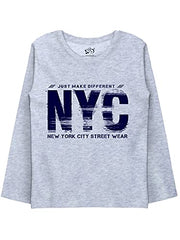 minicult Cotton Printed Full Sleeve T Shirts for Boys(Pack of 2)(Blue 1)