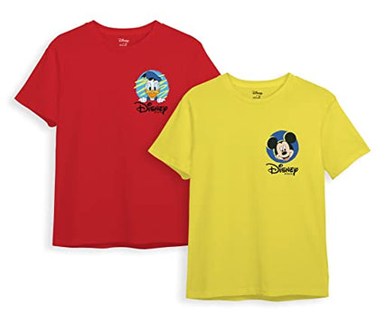minicult Disney Mickey Mouse Regular Fit Character Printed Tshirt for Boys and Girls(Yellow2)(2-3 Years) (Pack of 2)