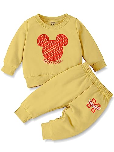 minicult Disney cotton Kids Coordinated sweatshirt and pant set with character print (MICKEY RED)(Pack of 1)(1-2 Years)