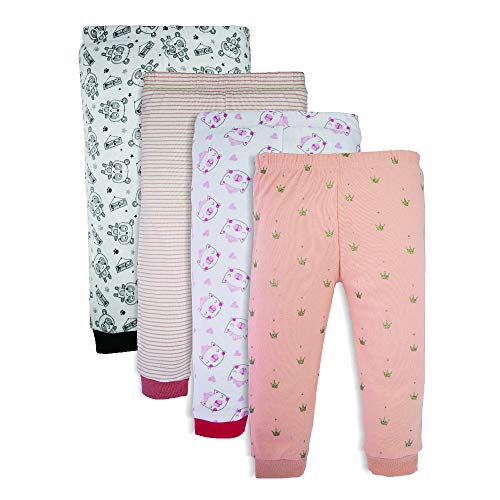 minicult Baby-Girl's Regular Fit Pant (Multicolored) ( Pack of 4 )