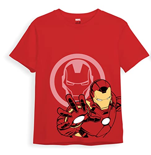minicult Marvel's Avenger Cotton Half Sleeve T Shirt for Boys and Girls with Character Prints(Pack of 1)(Iron Man) (Red)(18-24 Months)
