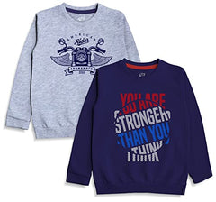 minicult Cotton Printed Sweatshirts for Boys and Girls Ideal for Light Winter( Pack of 2)(Blue)