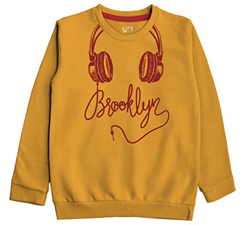 minicult Cotton Printed Sweatshirts for Boys and Girls Ideal for Light Winter( Pack of 1)(Yellow)