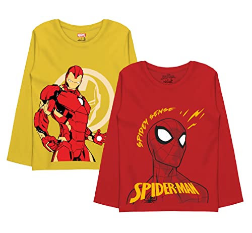 minicult Marvel Avenger Regular Fit Character Printed Full Sleeves Tshirt for Boys and Girls(Red b23)(Pack of 2)(18-24 Months)