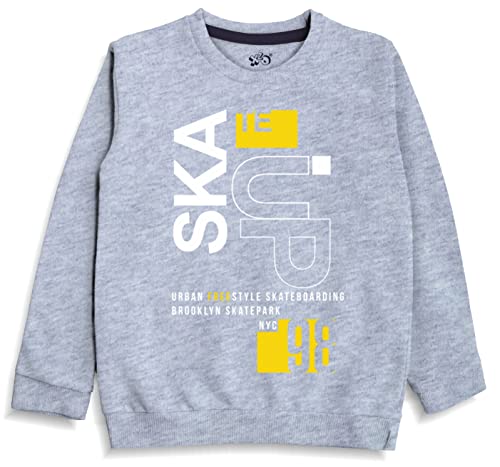 minicult Cotton Printed Sweatshirts for Boys and Girls Ideal for Light Winter( Pack of 1)(Grey & Yellow) White