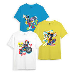 minicult Disney Mickey Mouse Regular Fit Character Printed Tshirt for Boys and Girls(White 1) (Pack of 3)(2-3 Years)
