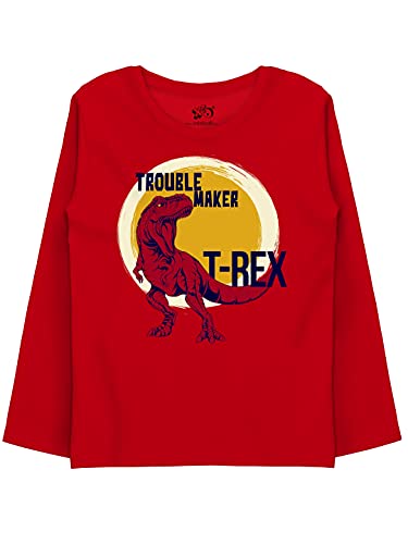 minicult Cotton Printed Full Sleeve T Shirts for Boys(Pack of 1)(Red 2)