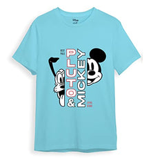 minicult Mickey Mouse Family Regular Fit Character Printed Tshirt for Boys and Girls(SkyBlue2)(2-3 Years)