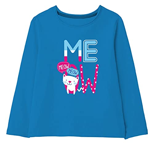 minicult Cotton Printed Full Sleeve T Shirts for Girls (Pack of 1) (Blue 1)