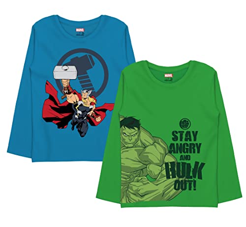 minicult Marvel Avenger Regular Fit Character Printed Full Sleeves Tshirt for Boys and Girls(Green b25)(Pack of 2)(18-24 Months)