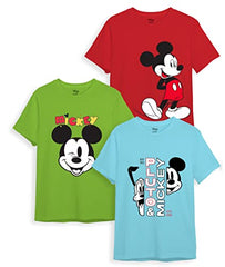 minicult Disney Mickey Mouse Regular Fit Character Printed Tshirt for Boys and Girls(Blue 2) (Pack of 3)(2-3 Years)