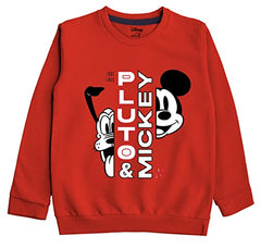 minicult Disney Mickey Mouse and Friends Regular Fit Character Printed Full Sleeve Sweatshirt for Boys and Girls(Red a20)(Pack of 1)(18-24 Months)