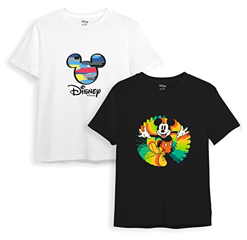 minicult Disney Mickey Mouse Regular Fit Character Printed Tshirt for Boys and Girls(Black1)(2-3 Years) (Pack of 2)