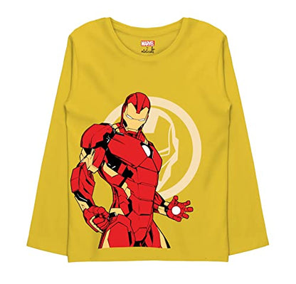 minicult Marvel Avenger Regular Fit Character Printed Full Sleeves Tshirt for Boys and Girls(Yellow a26)(Pack of 1)(18-24 Months)