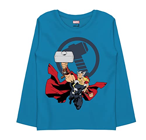 minicult Marvel Avenger Regular Fit Character Printed Full Sleeves Tshirt for Boys and Girls(Blue a29)(Pack of 1)(18-24 Months)