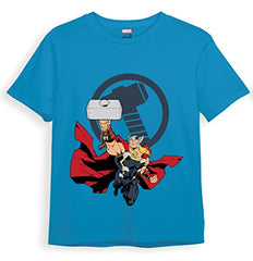 minicult Marvel's Avenger Cotton Half Sleeve T Shirt for Boys and Girls with Character Prints(Pack of 1)(Thor) (Blue 2)(18-24 Months)