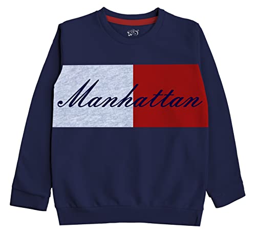 minicult Cotton Printed Sweatshirts for Boys and Girls Ideal for Light Winter( Pack of 1)(Navy Manhattan)