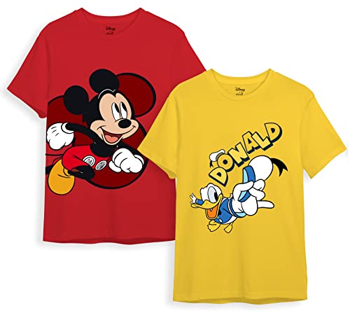 minicult Disney Mickey Mouse Regular Fit Character Printed Tshirt for Boys and Girls(Yellow 3)(2-3 Years) (Pack of 2)