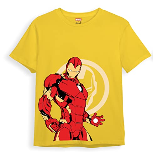 minicult Marvel's Avenger Cotton Half Sleeve T Shirt for Boys and Girls with Character Prints(Pack of 1)(Iron Man) (Yellow)(18-24 Months)