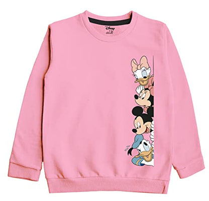 minicult Disney Mickey Mouse and Friends Regular Fit Character Printed Full Sleeve Sweatshirt for Boys and Girls(Pink a36)(Pack of 1)(18-24 Months)
